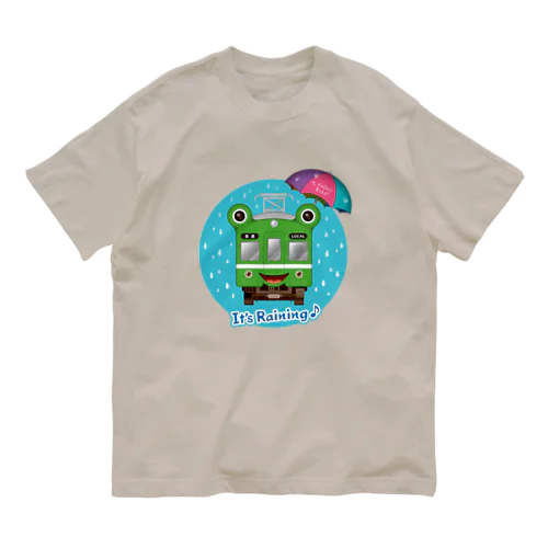 カエル電車「 雨♪」 Organic Cotton T-Shirt