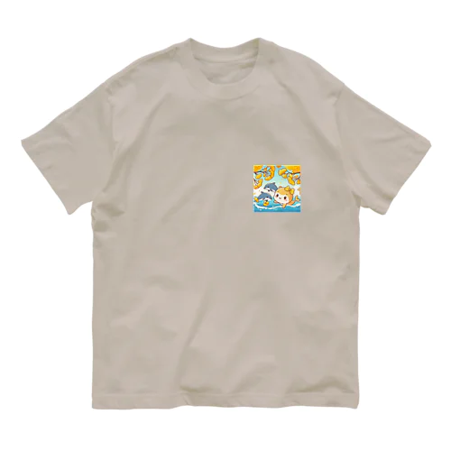 イチョウとかわいい海のいきものたちシリーズ① オーガニックコットンTシャツ