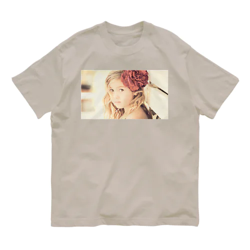 セピアなフラワーガール オーガニックコットンTシャツ