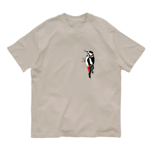 キツツキ はりついた Organic Cotton T-Shirt