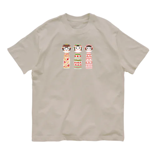 こけし三人娘 オーガニックコットンTシャツ