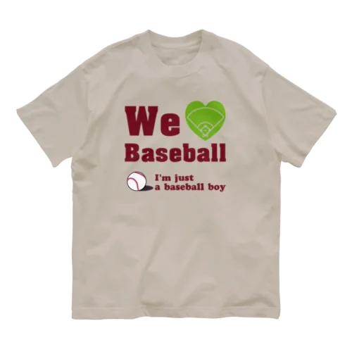 We love Baseball(レッド) オーガニックコットンTシャツ