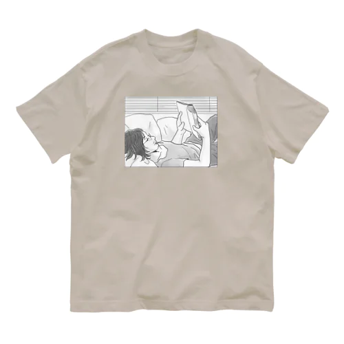 オーガニックコットンTシャツ【読書おじさん】 Organic Cotton T-Shirt