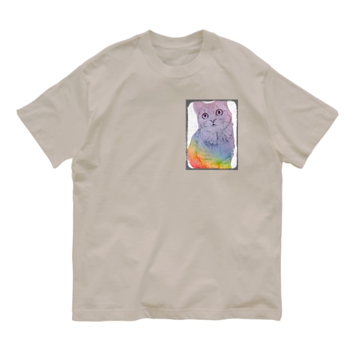 鉛筆画にゃんこ Organic Cotton T-Shirt