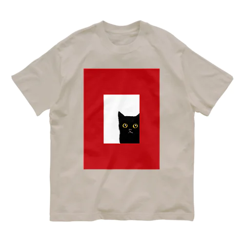 赤い窓と黒猫 オーガニックコットンTシャツ