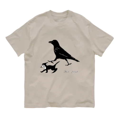 ベストフレンド カラスとクロネコ オーガニックコットンTシャツ