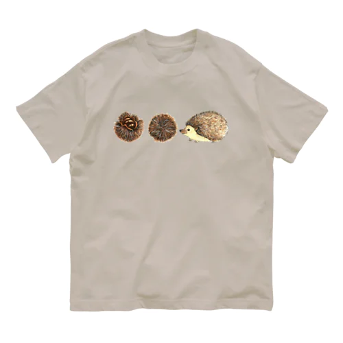 ハリネズミと栗（いきもの×たべものシリーズ） オーガニックコットンTシャツ