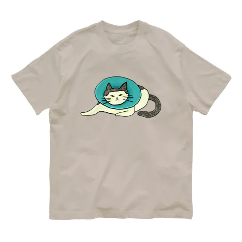 エリザベスカラーをつける猫 オーガニックコットンTシャツ