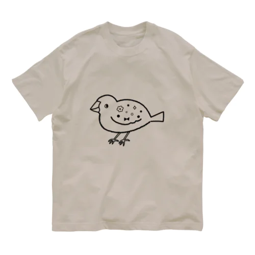 文鳥 黒 オーガニックコットンTシャツ