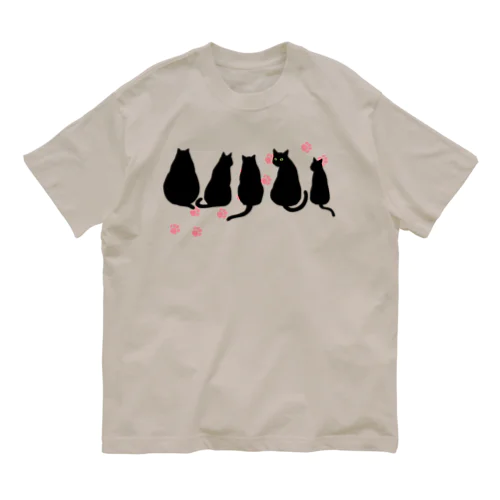 ふりむきネコ(ピンク肉球) Organic Cotton T-Shirt