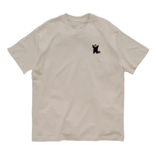 威嚇レッサーパンダ　刺繍　ソロ Organic Cotton T-Shirt