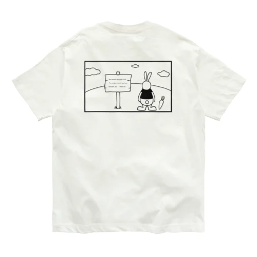 うさぎ　バックプリント　ブラック Organic Cotton T-Shirt