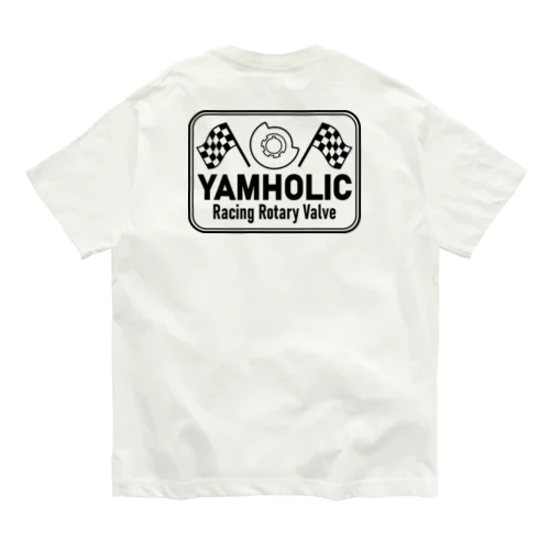 【両面プリント】YAMHOLIC_Rotary Valve & Checkered Flag オーガニックコットンTシャツ