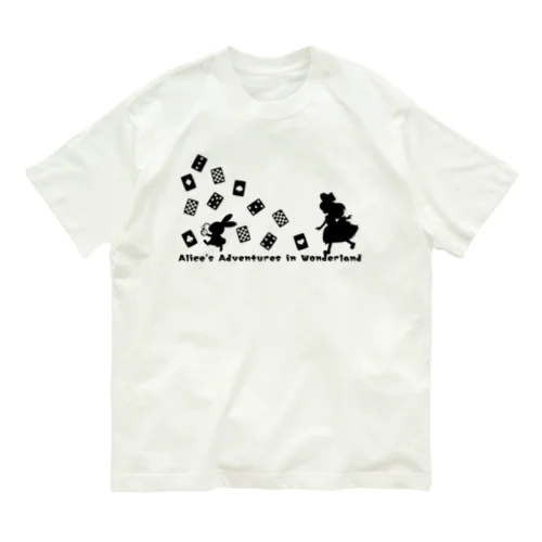 不思議の国のアリス【アリスと白ウサギ】シルエット Organic Cotton T-Shirt