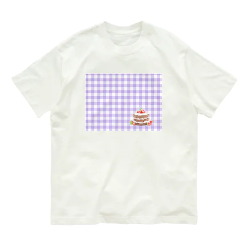 いちごケーキ〈チェック〉 Organic Cotton T-Shirt