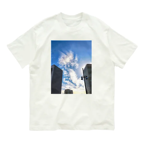 ビルの谷間の龍神雲 유기농 코튼 티셔츠