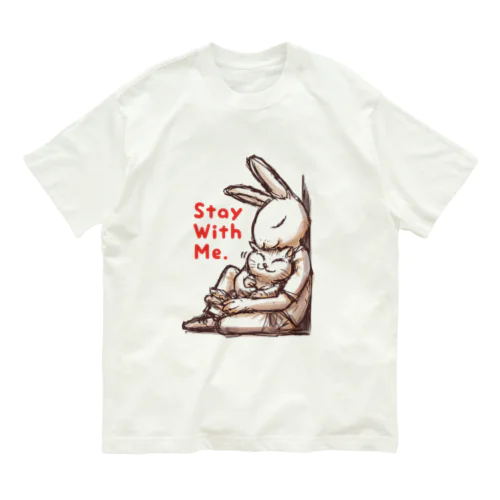 うさぎとねこ　Stay With Me Organic Cotton T-Shirt