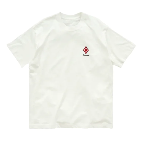 シンプル　ダイヤ　（レッド）　TYPE１ オーガニックコットンTシャツ