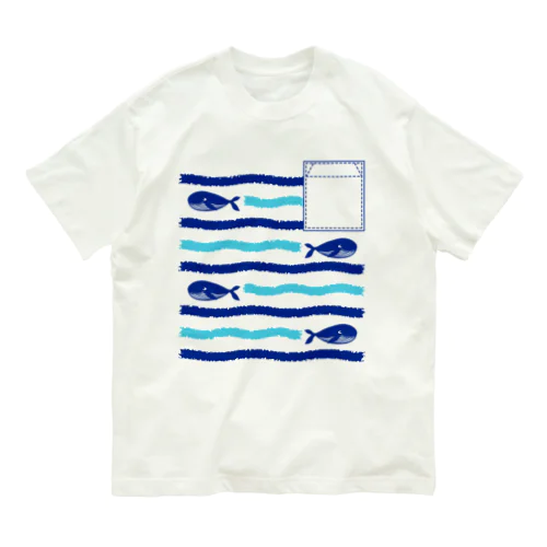 くじらボーダー Organic Cotton T-Shirt