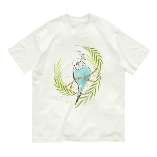 summer garden -水色インコさん- オーガニックコットンTシャツ