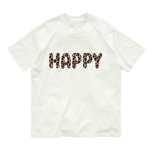 HAPPY（Leopard） オーガニックコットンTシャツ