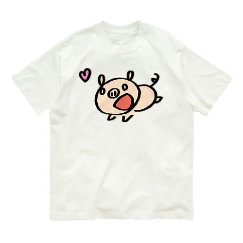 ぶたくんはきょうもげんき！ オーガニックコットンTシャツ