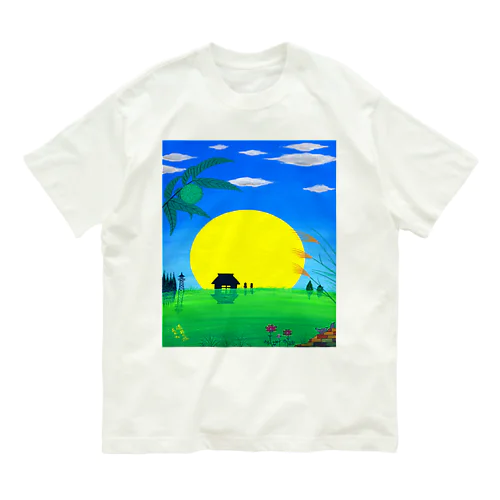 アートとメルヘンと創作の森　ノスタルジック絵画　秋野あかね作「満月の夜」 オーガニックコットンTシャツ