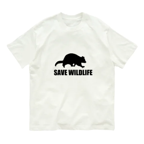 SAVE WILDLIFE POSSUMデザイン オーガニックコットンTシャツ