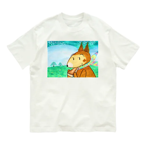 ファンタジー物語ピピのつばさ　「アップルパイを食べるリスのチキチキ」 Organic Cotton T-Shirt