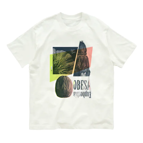 Utopia OBESA T（coral & lime yellow / random） | design number 01 Organic Cotton T-Shirt