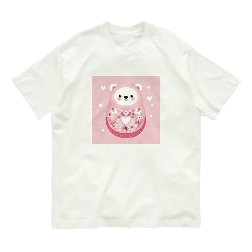 クマのマトリョーシカ（ピンク） オーガニックコットンTシャツ