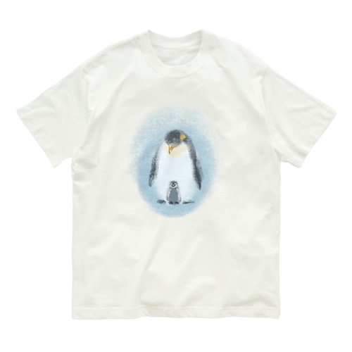 いきものイラスト（皇帝ペンギンの親子） Organic Cotton T-Shirt