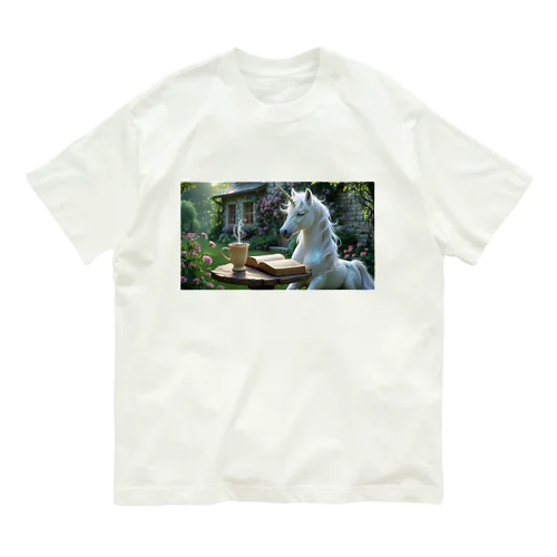 穏やかな朝 Ver2 ユニコーンとコーヒー Organic Cotton T-Shirt