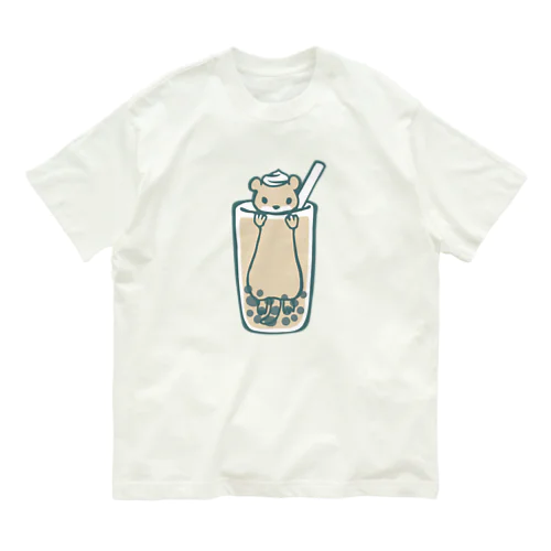 タピオカワウソミルクティー オーガニックコットンTシャツ