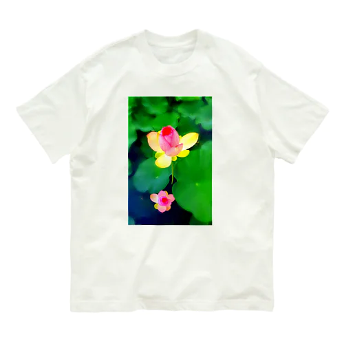 蓮の花☆開花 オーガニックコットンTシャツ