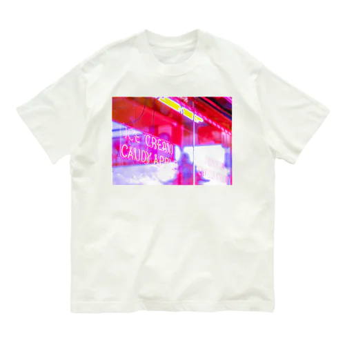 APPLE NEON 横 オーガニックコットンTシャツ