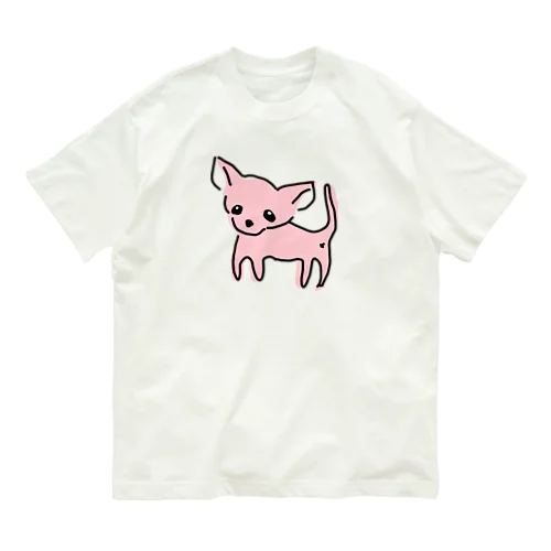 ゆるチワワ（ピンク） オーガニックコットンTシャツ