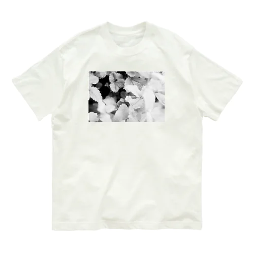 モノクロフラワー（野いちご） オーガニックコットンTシャツ