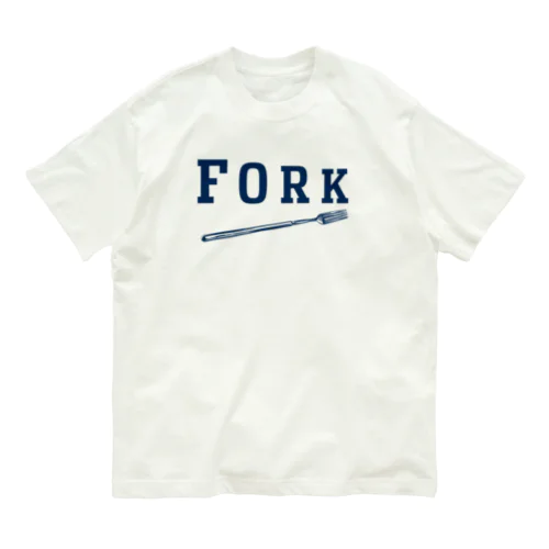 FORK (NAVY) オーガニックコットンTシャツ