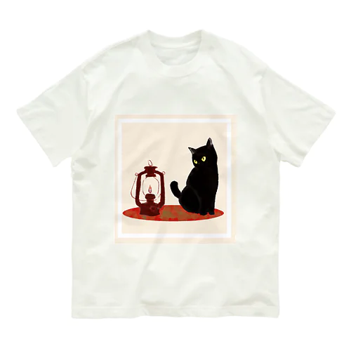 ランタン猫 オーガニックコットンTシャツ