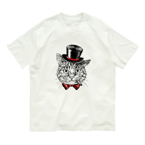 キジトラ猫紳士 オーガニックコットンTシャツ