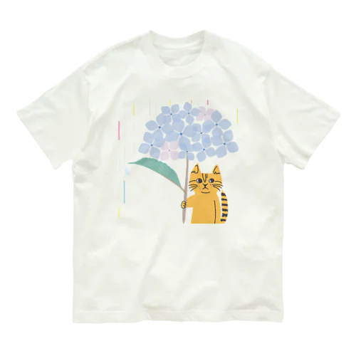 トラネコしまお、雨でもへっちゃら Organic Cotton T-Shirt