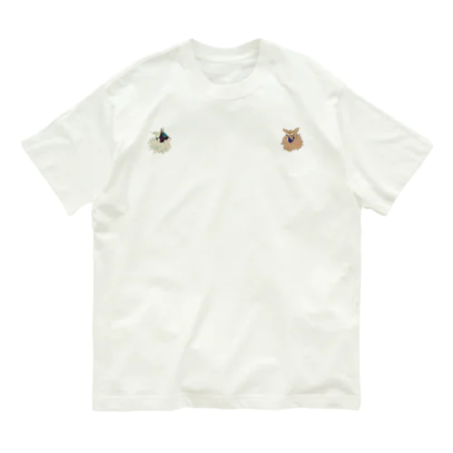 狛犬　-白×紅茶 オーガニックコットンTシャツ