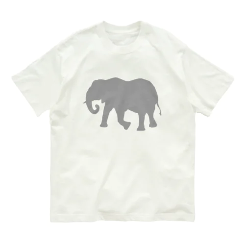 ゾウ_ GRAY オーガニックコットンTシャツ