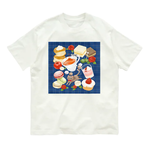 ニャンコと美味しい時間シリーズ「アフタヌーンティー」 Organic Cotton T-Shirt