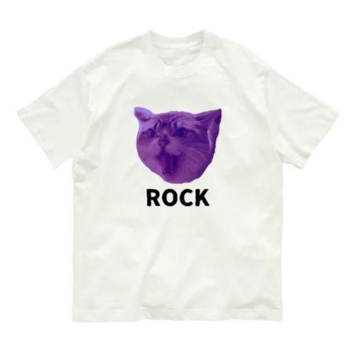 ロックなネコ オーガニックコットンTシャツ