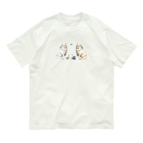 victorian cat♡Donation♡お茶会ねこちゃん 『ねこのお茶会』 オーガニックコットンTシャツ
