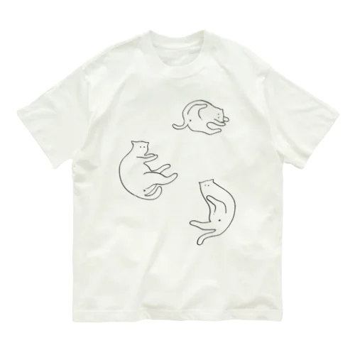 見せつける猫 黒 Organic Cotton T-Shirt