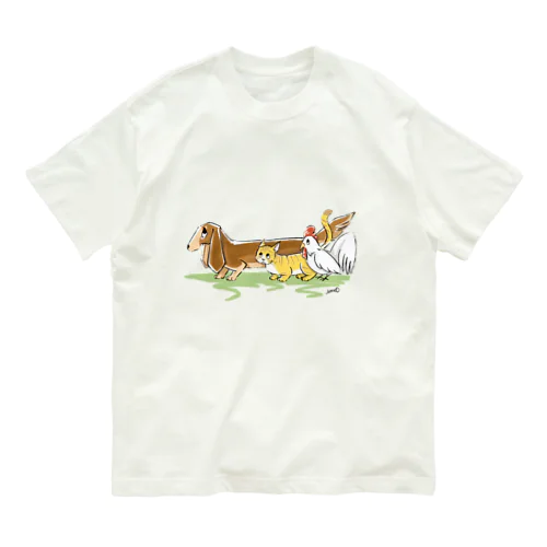 イヌちゃんネコくんニワトリくん Organic Cotton T-Shirt