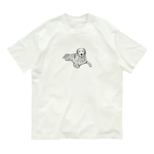 『おててグニッ』× golden retriever 유기농 코튼 티셔츠